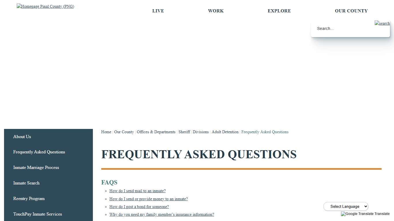 Frequently Asked Questions Pinal County, AZ
