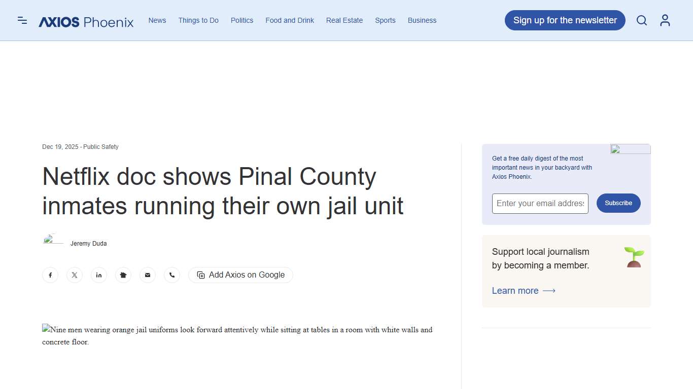 Pinal County inmates get more autonomy in new Netflix jail docuseries - Axios Phoenix