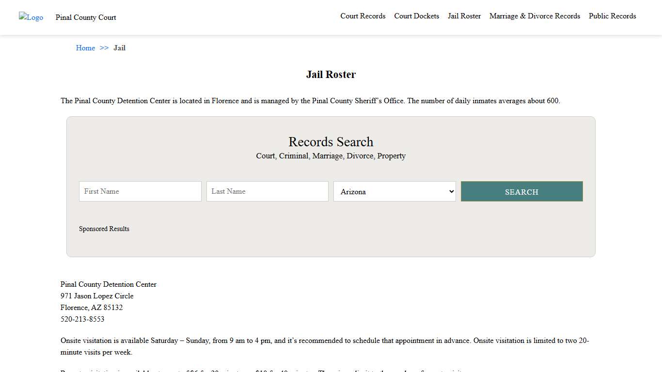 Jail Roster Pinal County Court